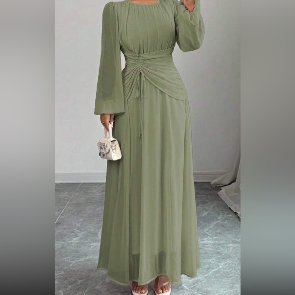 Elegant Olive Green Maxi Dress